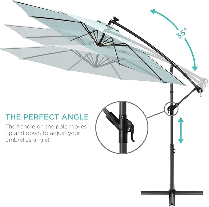 Best Choice Products 10ft Solar LED Offset Cantilever Hanging Market Patio - Image 4
