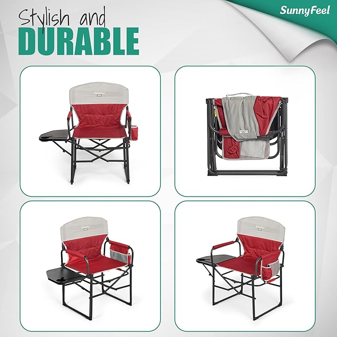 SUNNYFEEL Camping Directors Chair, Heavy Duty, Oversized Portable Folding Chair - Image 7