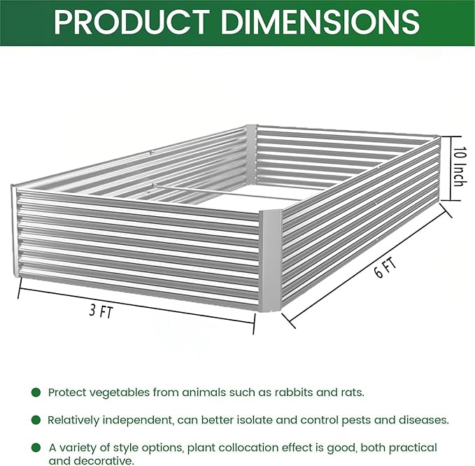 4 Pack 6x3FT Raised Beds for Gardening, Corrugated Galvanized Steel Raised - Image 8