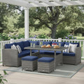 Tangkula 7 Pieces Patio Furniture Set, Outdoor Sectional Rattan Dining Sofa Set by TANGKULA