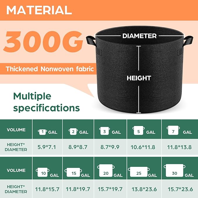 10 Pack 10 Gallon Grow Bags, Thickened Nonwoven Fabric Planter Pots - Image 2