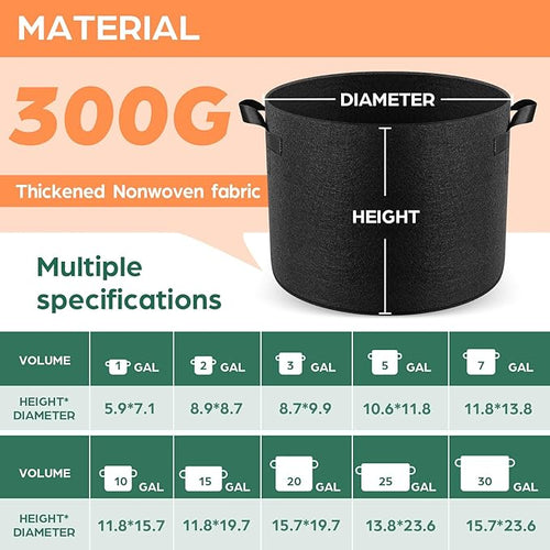10 Pack 10 Gallon Grow Bags, Thickened Nonwoven Fabric Planter Pots - Image 2