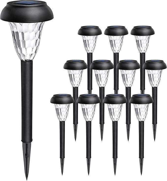 GIGALUMI 12 Pack Solar Light Outdoor Waterproof, Warm White Pathway Lights - Image 8