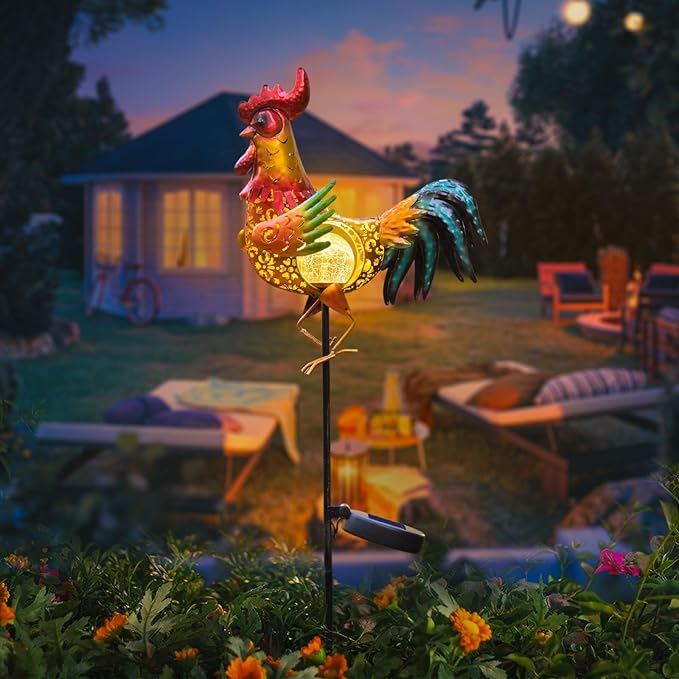 Tryme Rooster Solar Lights Outdoor Decorative Garden Statue Gifts - Image 5