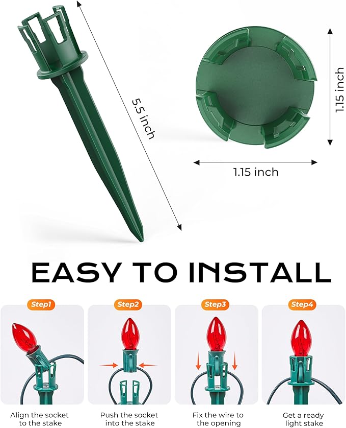 200-Pack Plastic Light Stakes, 5.5 Inch Christmas Yard Stakes - Image 4