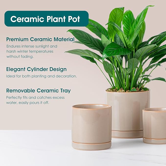vancasso Ceramic Plant Pots, 3 Piece Planters - Image 5