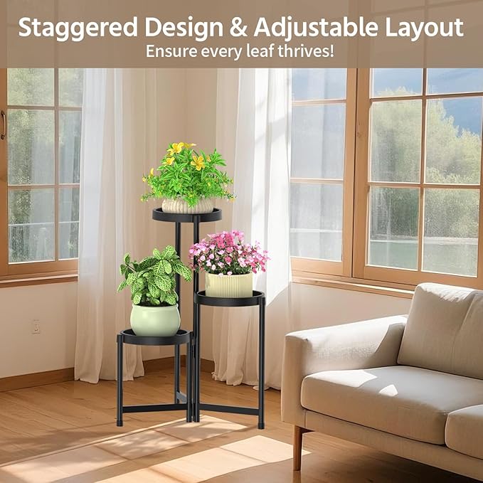LASZOLA 3 Tiered Folding Plant Stand Indoor - Image 7