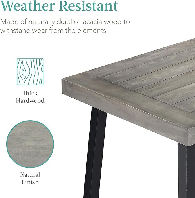 Best Choice Products 6-Person Indoor Outdoor Acacia Wood Dining Table, Picnic - Image 5
