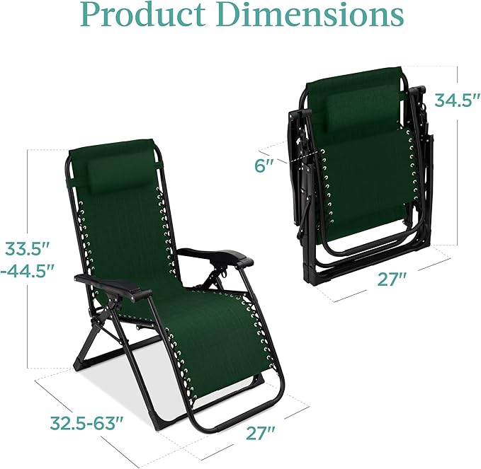 Best Choice Products Oversized Zero Gravity Chair, Folding Outdoor Patio - Image 2