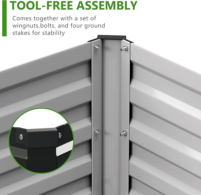 2PCS 7x3x1ft Galvanized Raised Garden Bed Kit, Metal Planter Box - Image 5
