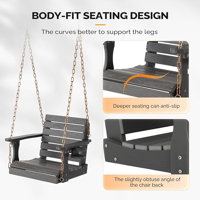 VINGLI Heavy Duty 880 LBS HDPE Porch Swing Outdoor - Image 4