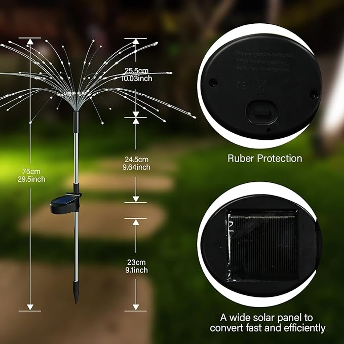 FOOING 4 Pcs Solar Garden Lights Solar Firework Lights, 480 LED Solar Powered - Image 7