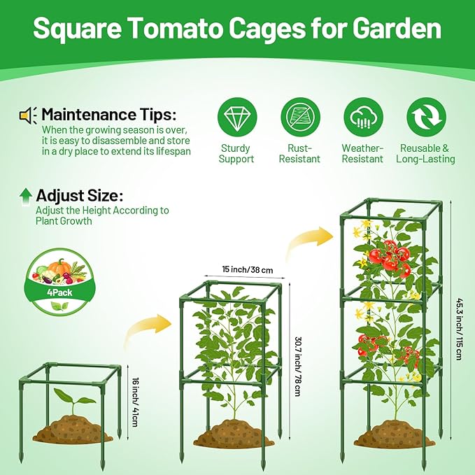 Legigo 4 Pack Square Tomato Cages - Image 2