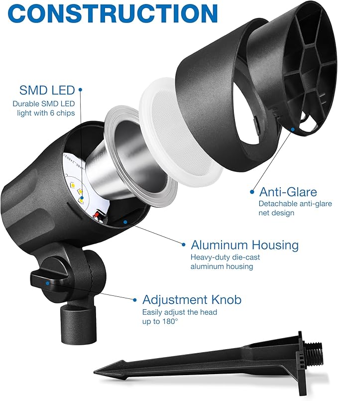 SUNVIE 6W Low Voltage Landscape Lighting LED Landscaping Lights Warm White Low - Image 6