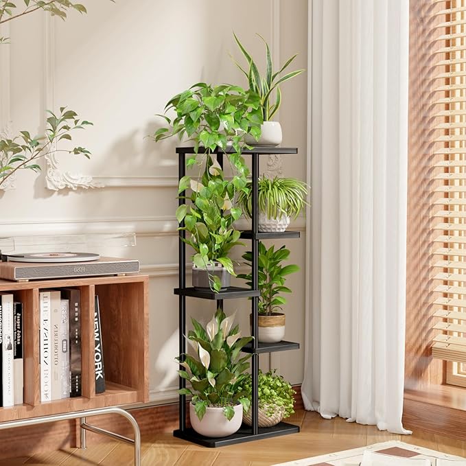 Bamworld Plant Stand Indoor, Corner 5 Tier Metal Plant Shelf - Image 4