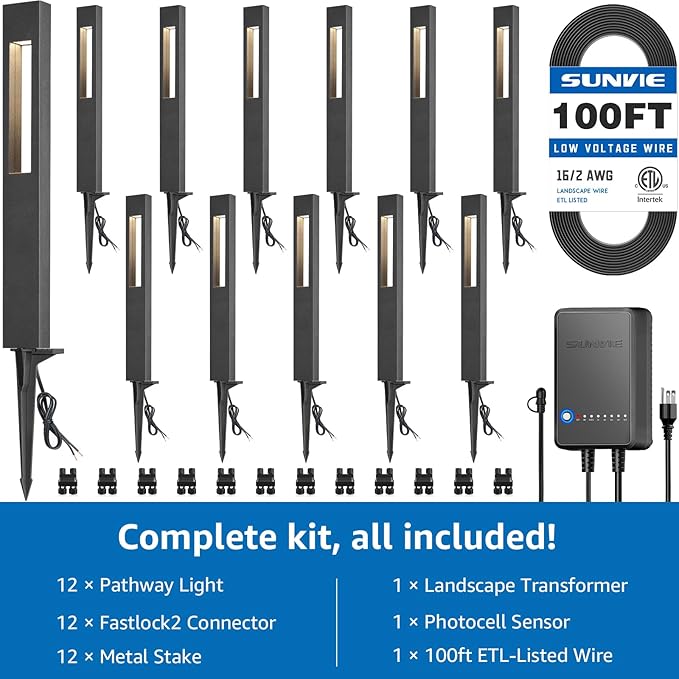 SUNVIE All-In-One LED Low Voltage Landscape Lighting Kit 12 Pack Low Voltage - Image 7