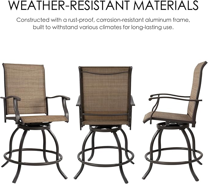 Kozyard Isabella Outdoor Swivel Bar Stools, Counter Height Patio Swivel Chairs - Image 5