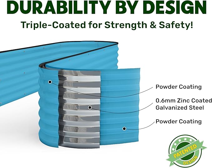 9-in-1 Galvanized Steel Raised Garden Bed // 8×2×1.5 ft Modular Planter - Image 5