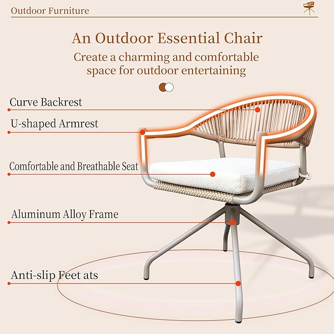TWT Patio Dining Chairs Outdoor Stackable Dining Chairs - Image 4