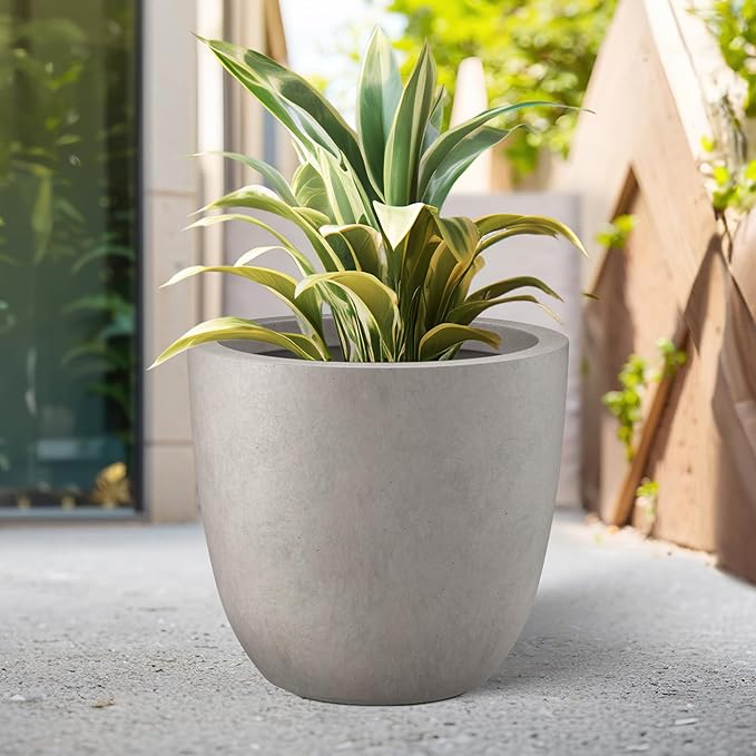 Kante 18 Inch Dia Round Concrete Planter, Indoor Outdoor Large Plant Pot - Image 6