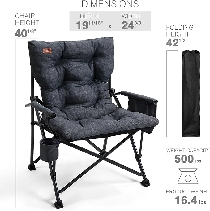 EVER ADVANCED Padded Oversized Folding Camping Chair - Image 7