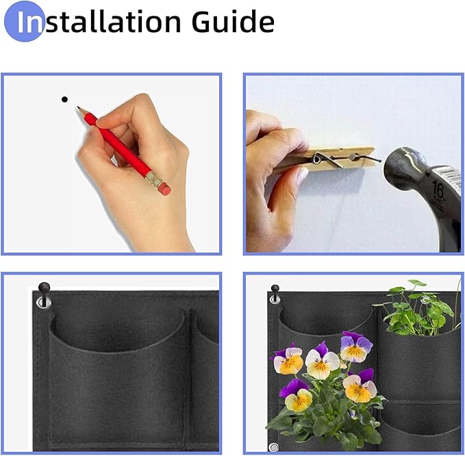 72 Pockets Hanging Planter Bags, Hanging Vertical Wall Mounted Plant Planting - Image 6