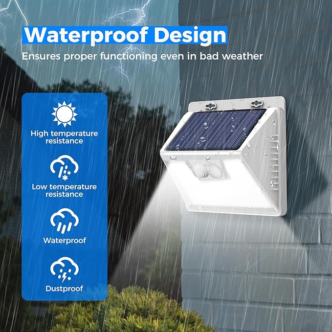 Peasur Solar Powered Lights Outdoor Motion Sensor, 2 Pack 140 LED Fence Light - Image 5