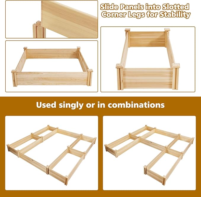 Giantex U-Shaped Raised Garden Bed, Wood Raised Garden Planter Box - Image 2