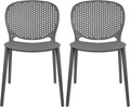 2xhome Set of 2 Patio Dining Chairs | Modern Stackable Outdoor Pool Side Chair by 2xhome