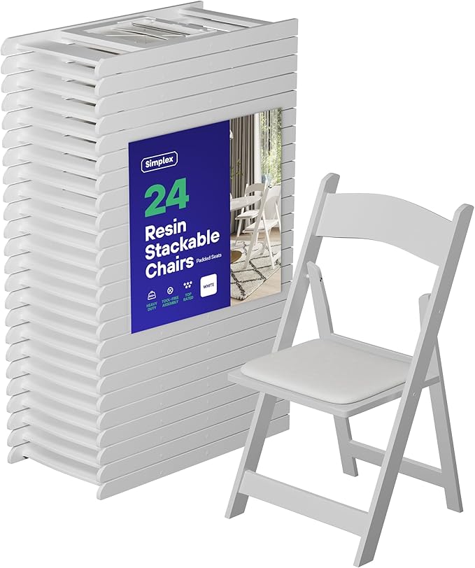 Simplex Furniture Modern White Resin Foldable Chair by Simplex