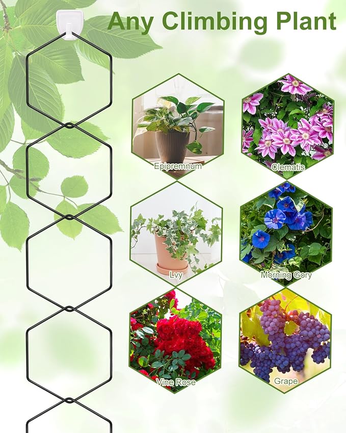18 Pcs Garden Chain Trellis for Indoor Climbing Plants, Unique 6-Corner Plant - Image 5