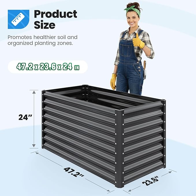 Quictent Galvanized Raised Garden Bed 4x3x1 Ft Metal Planter Box - Image 6