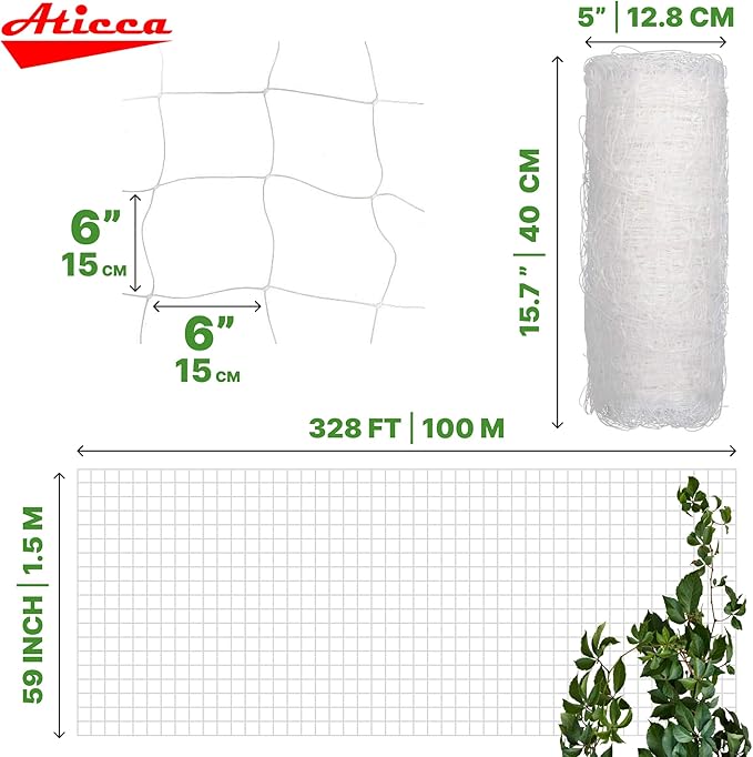 Plastic Trellis Netting 59" x 328 ft Heavy Duty Plant Support Netting White - Image 2