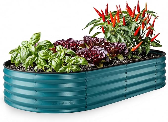Plant & Plot Galvanized Raised Garden Beds Outdoor // 6×3×1 ft Planter Raised by PlantPlot