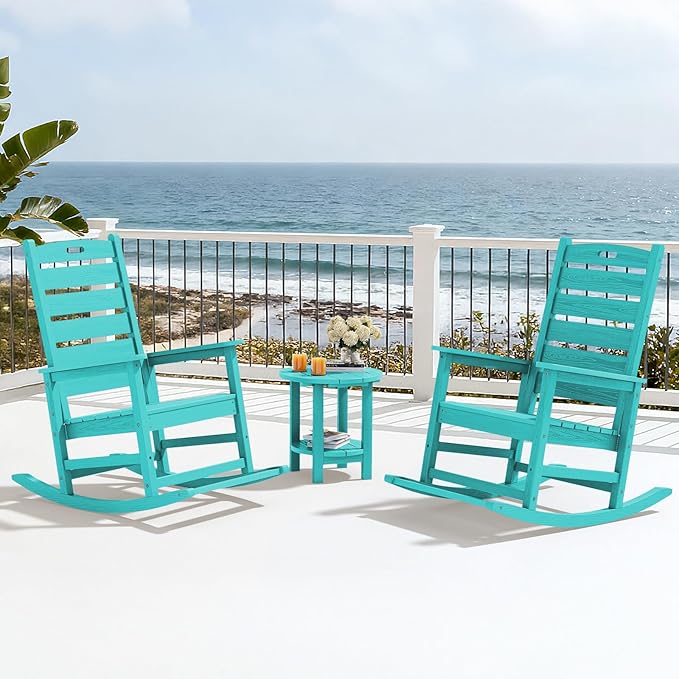 SERWALL Outdoor Rocking Chair Set of 4, Oversized HDPE Patio Rocking Chair - Image 10