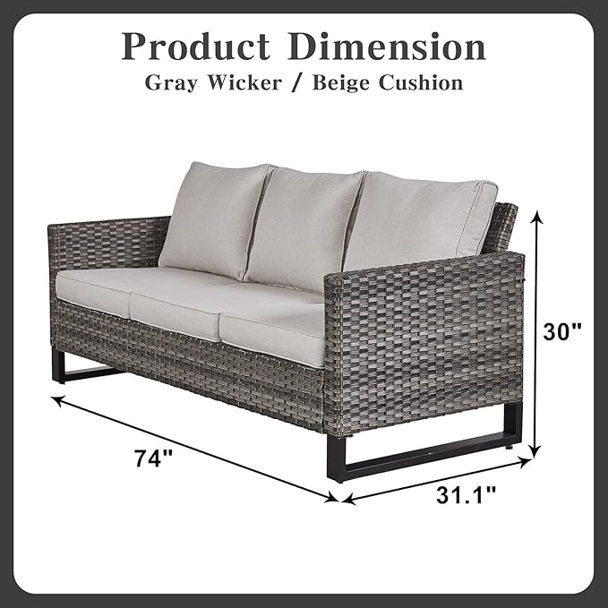 Belord 6 Piece Outdoor Furniture Patio Wicker Sofa Set, Oversize Outdoor Swivel - Image 3