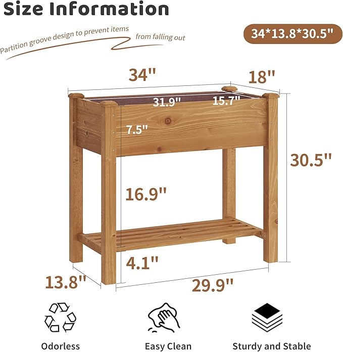 FILWH Raised Garden Bed with Legs Elevated Wooden Planter Box Stand Large - Image 7