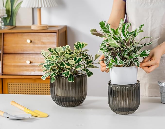 Melphoe Self Watering Pots for Indoor Plants Planter, 6.5/5.3 Inch 2 Pack - Image 2