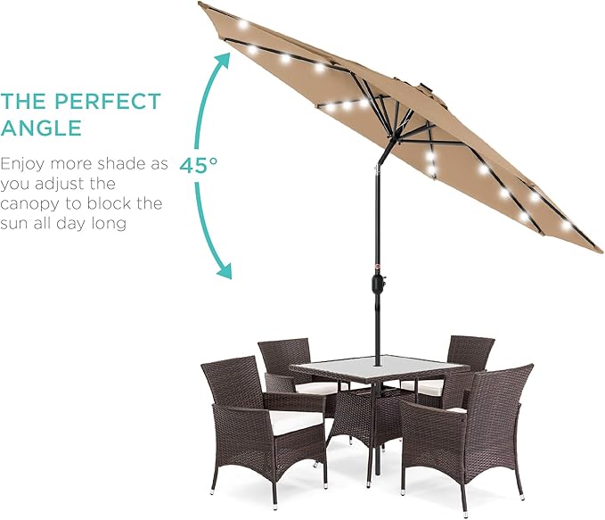 Best Choice Products 10ft Solar Polyester LED Lighted Patio Umbrella w/Tilt - Image 2