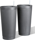 24" Large Planter Set of 2, Self Watering Tall Plastic Planters by PolarcoForgeco