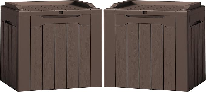 Flamaker 2 Pack Deck Box 31 Gallon Waterproof Resin Storage Box by Flamaker