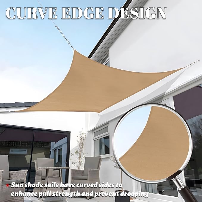 SUNLAX Custom Size 8' x 19' Sand Sun Shade Sail Canopy Commercial Rectangle - Image 3