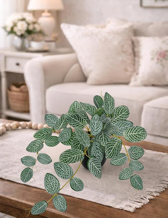 17.7" Artificial Plants Indoor Home Decor, Fake Potted Silk Plants - Image 5