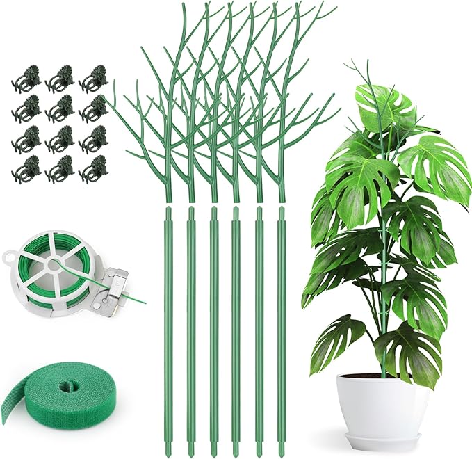 6 Pack Plant Support Stakes for Indoor Plants, 27.56 Inch Twig Plant Sticks by AOM