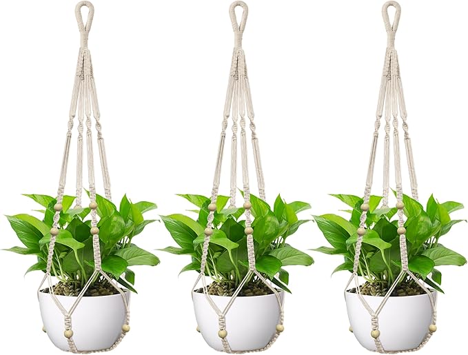 USLAI Macrame Plant Hanger Indoor Outdoor, Fits 4 to 15 Inch Pots, Strong by USLAI