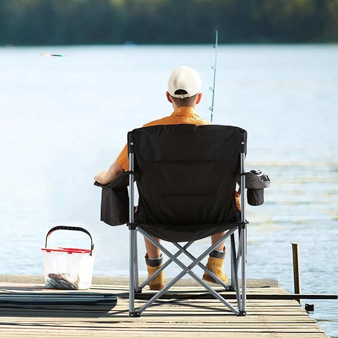 VEVOR Oversized Camping Folding Chair, Portable Heavy Duty Outdoor Quad Lumbar - Image 2