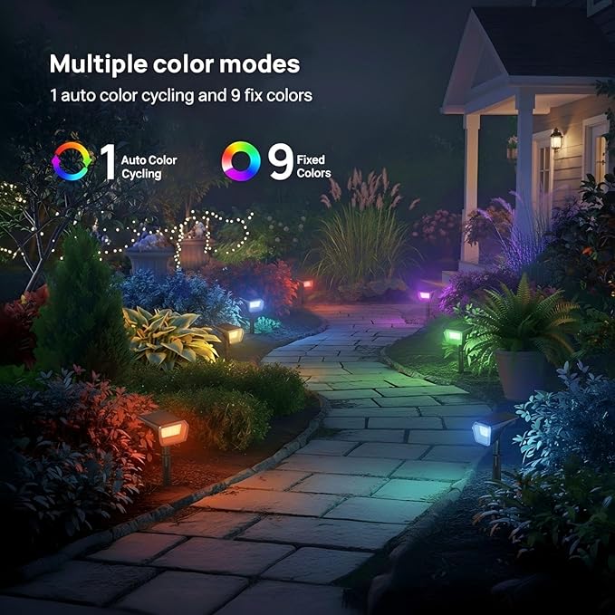 Linkind RGB Solar Spot Lights Outdoor Waterproof IP67, 60 LED 10 Lighting Modes - Image 2