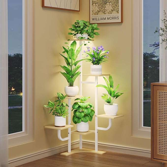 Corner Plant Stand with Grow Light by Homsorout