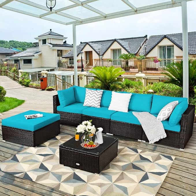 Tangkula 6 Piece Patio Furniture Set, Outdoor Deck Lawn Backyard Durable Steel - Image 2