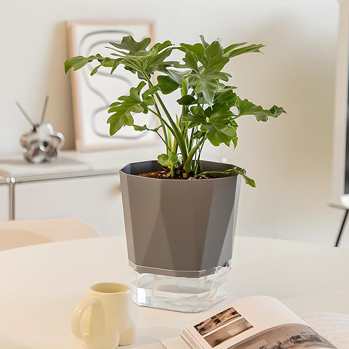 3 Pack Self Watering Flower Pots 6.5 Inch, Plant Pots - Image 7
